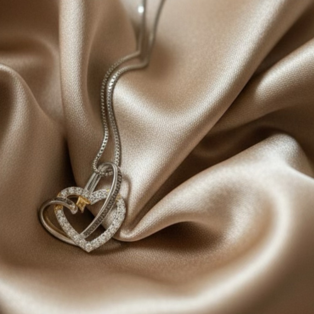Zales "I Love You Always And Forever" Sterling & Diamond Interlocking Hearts - Picture 5 of 7